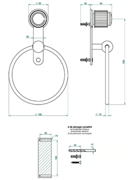 JAIPUR CRISTAL - Towel ring by THG Paris - view 3